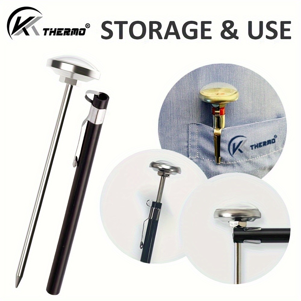 KT THERMO Stainless Steel Instant Read Food Thermometer No-Battery Dual-Scale Gauge for Cooking, Grilling & BBQs