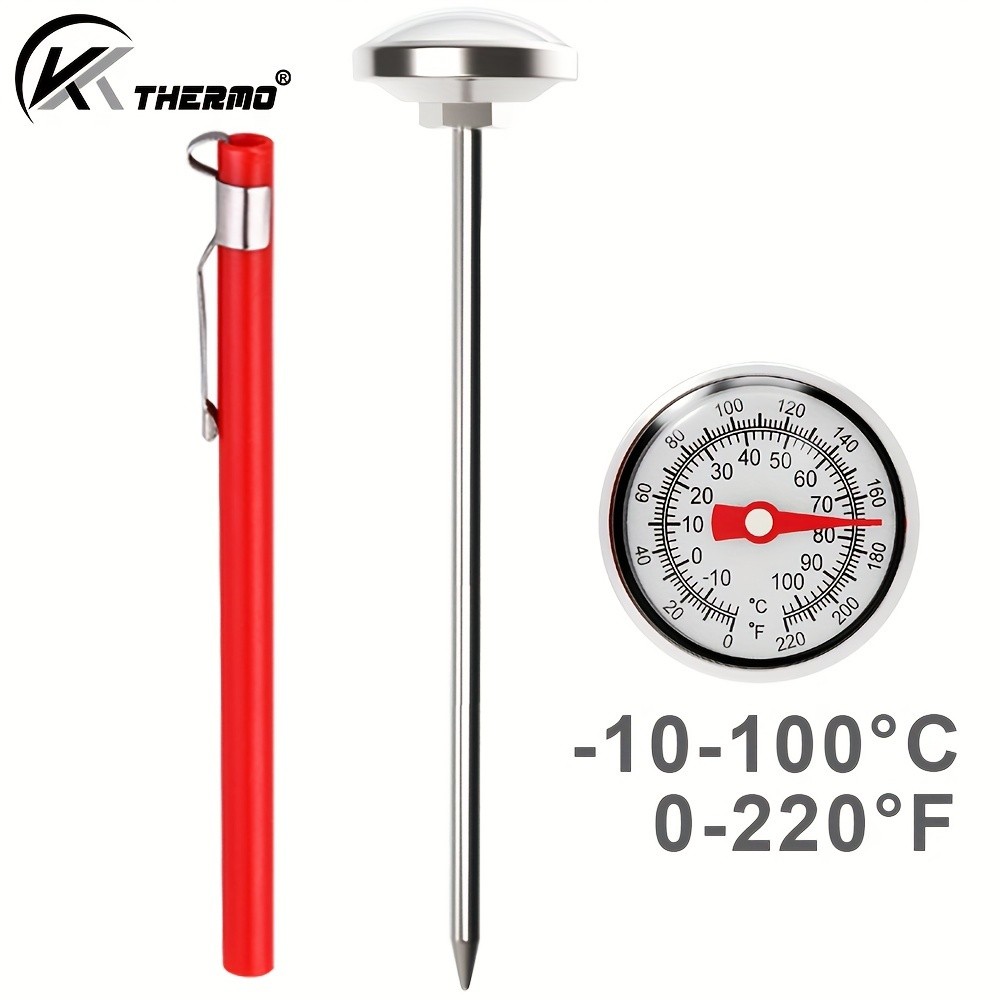 KT THERMO Stainless Steel Instant Read Food Thermometer No-Battery Dual-Scale Gauge for Cooking, Grilling & BBQs