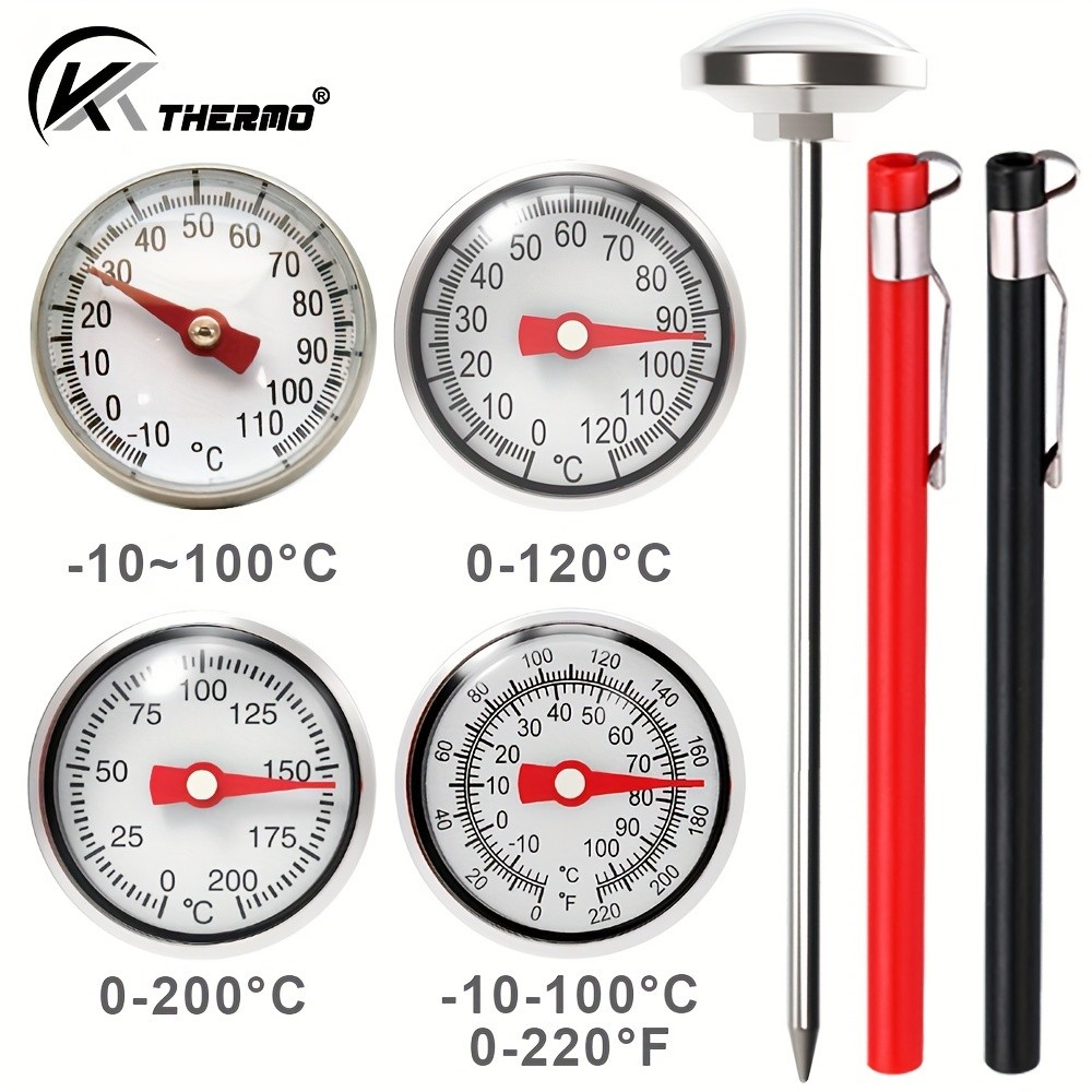 KT THERMO Stainless Steel Instant Read Food Thermometer No-Battery Dual-Scale Gauge for Cooking, Grilling & BBQs