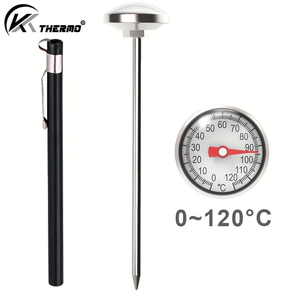 KT THERMO Stainless Steel Instant Read Food Thermometer No-Battery Dual-Scale Gauge for Cooking, Grilling & BBQs