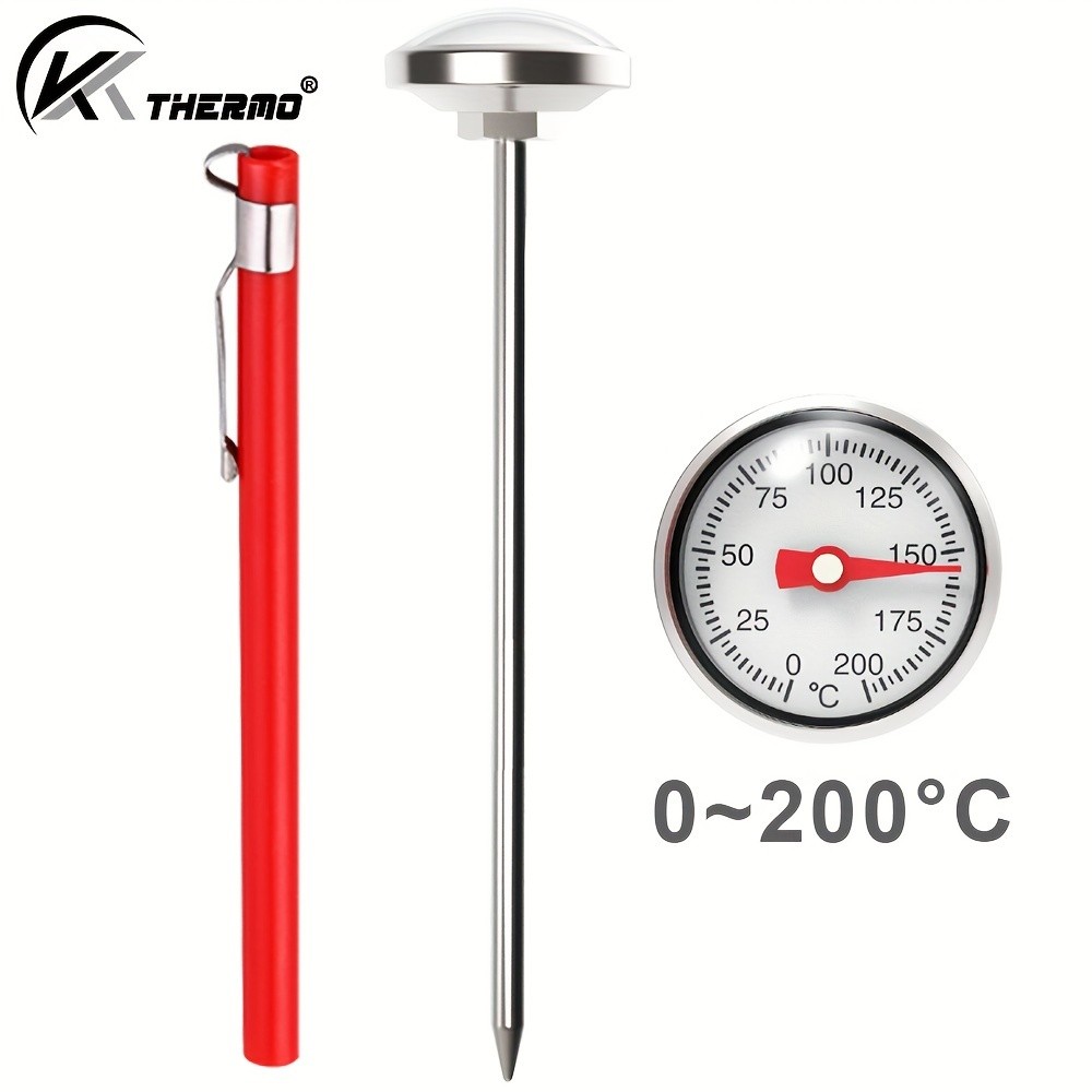 KT THERMO Stainless Steel Instant Read Food Thermometer No-Battery Dual-Scale Gauge for Cooking, Grilling & BBQs