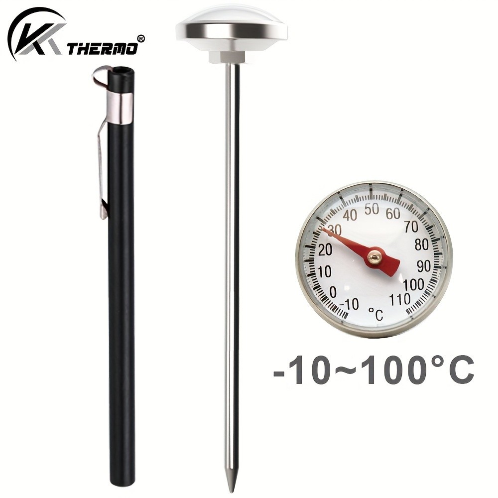 KT THERMO Stainless Steel Instant Read Food Thermometer No-Battery Dual-Scale Gauge for Cooking, Grilling & BBQs
