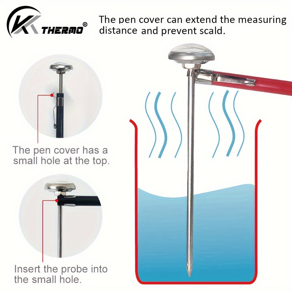 KT THERMO Stainless Steel Instant Read Food Thermometer No-Battery Dual-Scale Gauge for Cooking, Grilling & BBQs