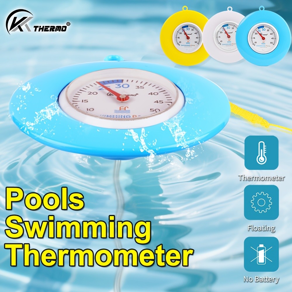 KT THERMO Floating Pool Thermometer  Easy-Read Celsius Dial with Rope & Suction Cup for Pools, Spas & Hot Tubs