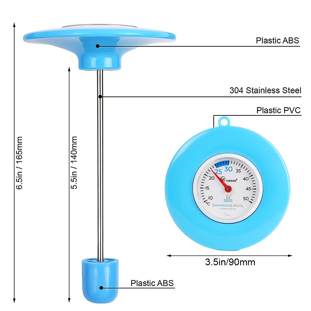 KT THERMO Floating Pool Thermometer  Easy-Read Celsius Dial with Rope & Suction Cup for Pools, Spas & Hot Tubs