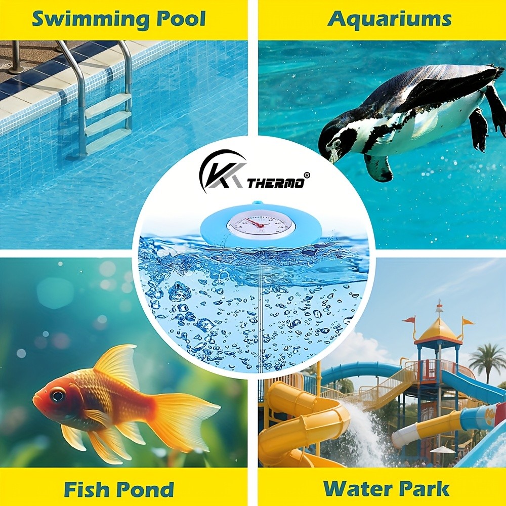 KT THERMO Floating Pool Thermometer  Easy-Read Celsius Dial with Rope & Suction Cup for Pools, Spas & Hot Tubs