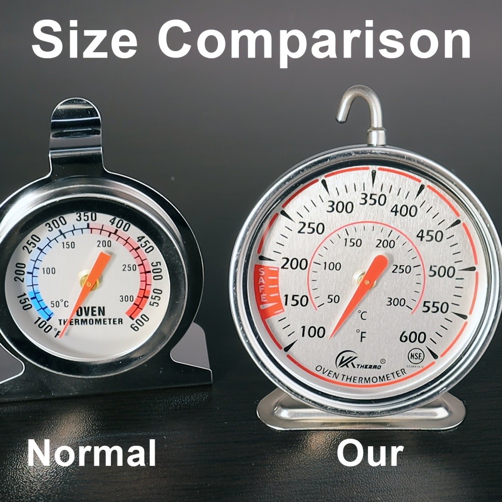 KT THERMO Precision Oven Thermometer with 6.99cm Dial  Stainless Steel 100600F / 50300C Gauge with 360 Rotating Hook