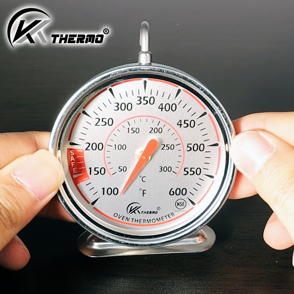 KT THERMO Precision Oven Thermometer with 6.99cm Dial  Stainless Steel 100600F / 50300C Gauge with 360 Rotating Hook