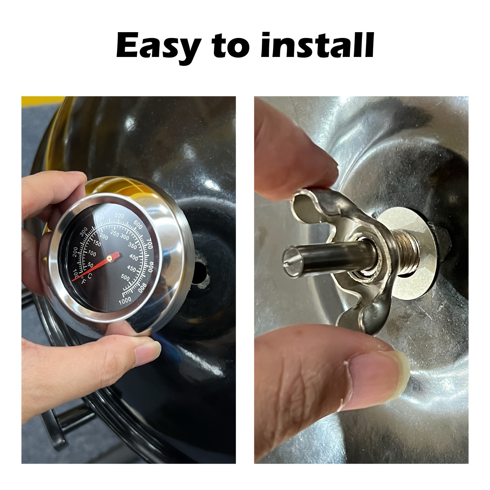 KT THERMO 7.62cm Stainless Steel Grill Thermometer  Precision BBQ & Smoker Temperature Gauge for Outdoor Cooking