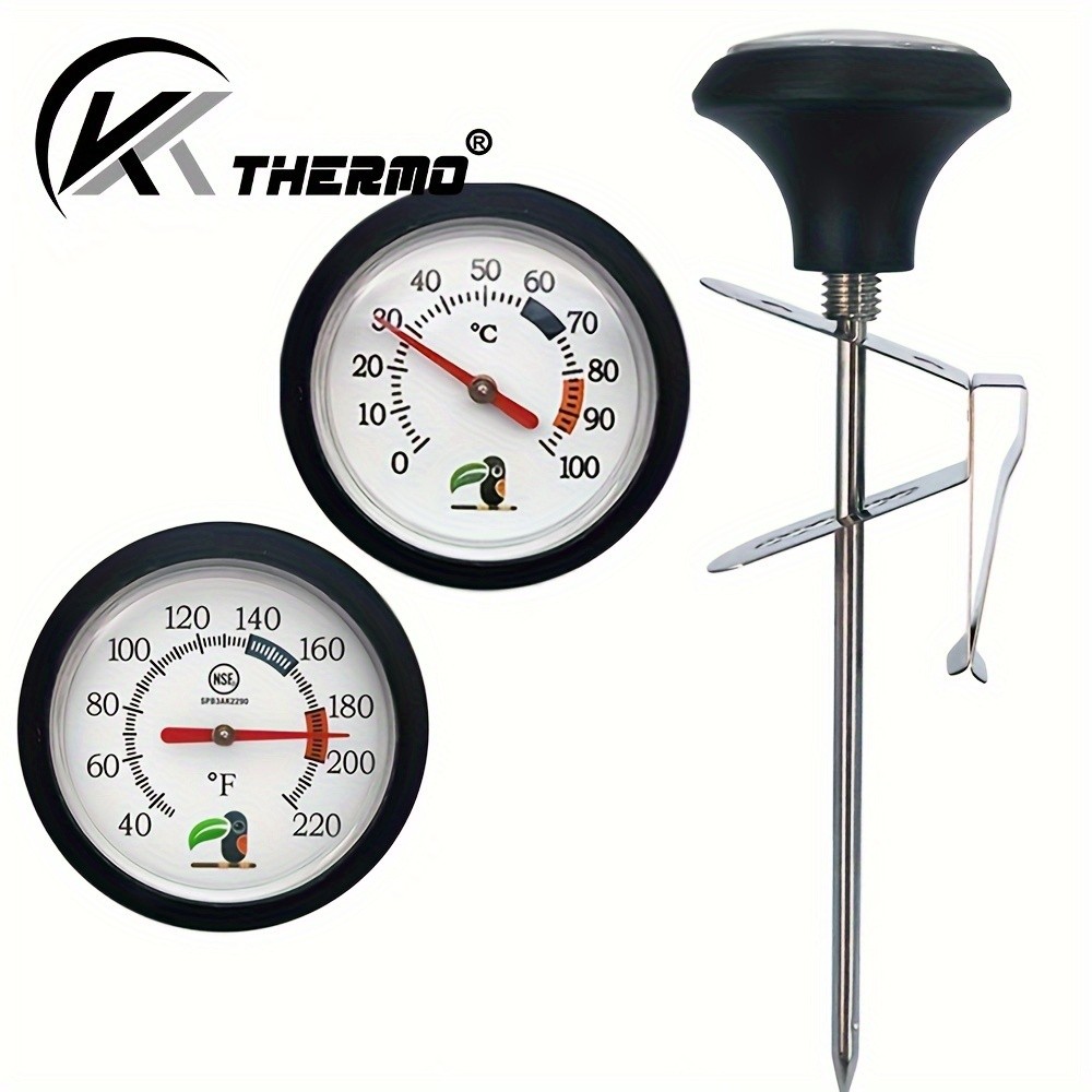KT THERMO Clip-On Stainless Steel Coffee & Food Thermometer  Anti-Scald Instant Read Gauge for Pour-Over, Tea, Milk & Meat Cooking