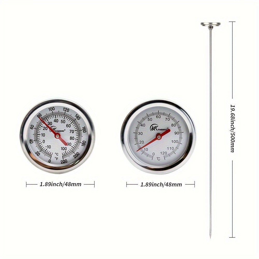 KT THERMO 50cm Stainless Steel Compost & Soil Thermometer  Long-Probe C/F Gauge for Gardening, Farming & Outdoor Planting