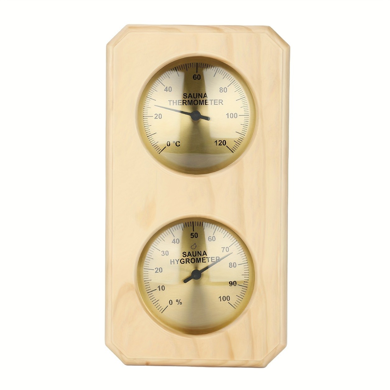 KT THERMO Wooden Sauna Thermometer & Hygrometer  Wall-Mounted Dual C/F Temperature & Humidity Gauge for Home & Spa Rooms