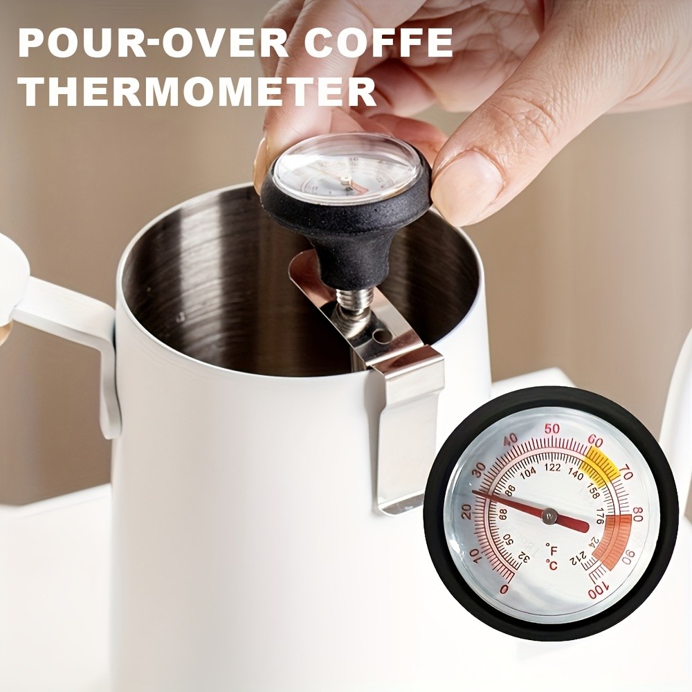KT THERMO Stainless Steel Clip-On Coffee Thermometer  Anti-Scald Instant Read Probe for Pour-Over, Milk Frothing & Food Cooking