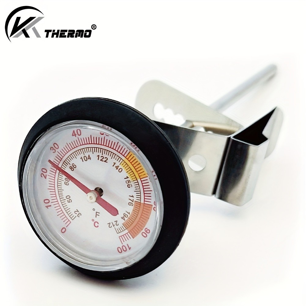KT THERMO Stainless Steel Clip-On Coffee Thermometer  Anti-Scald Instant Read Probe for Pour-Over, Milk Frothing & Food Cooking