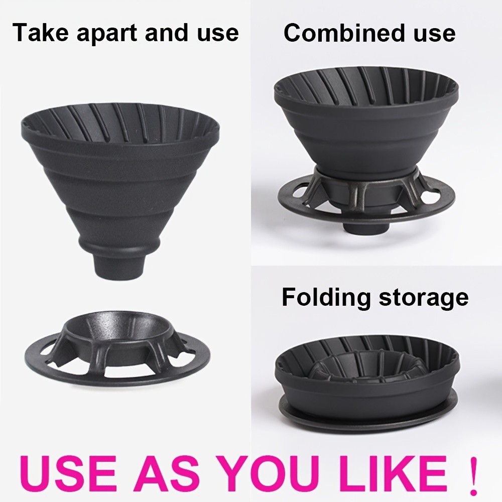 KT THERMO Collapsible Silicone Pour-Over Coffee Dripper  Foldable V60 Filter Cup for Camping, Hiking & Outdoor Brewing
