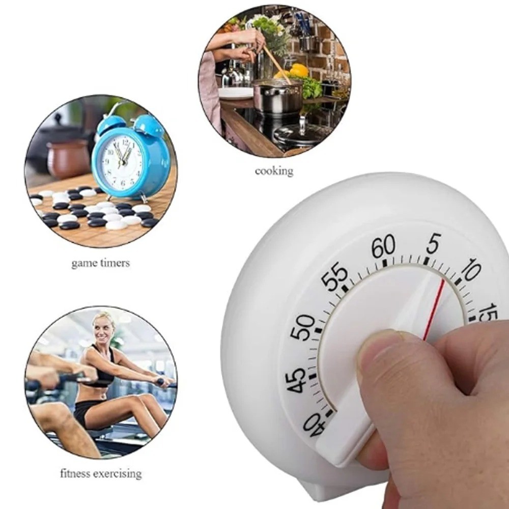 KT THERMO Mechanical Rotary Kitchen Timer  No-Electricity Plastic Countdown Tool for Cooking, Study & Home Use
