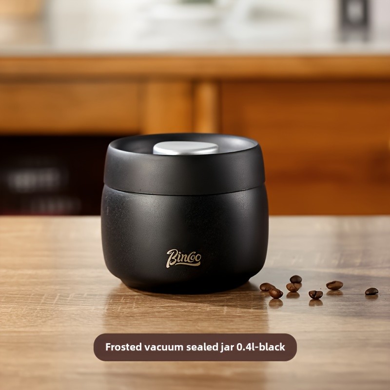 Bincoo Vacuum Sealed Coffee Storage Canister 304 Stainless Steel Airtight Jar with One-Touch Vacuum Lid & Freshness Window
