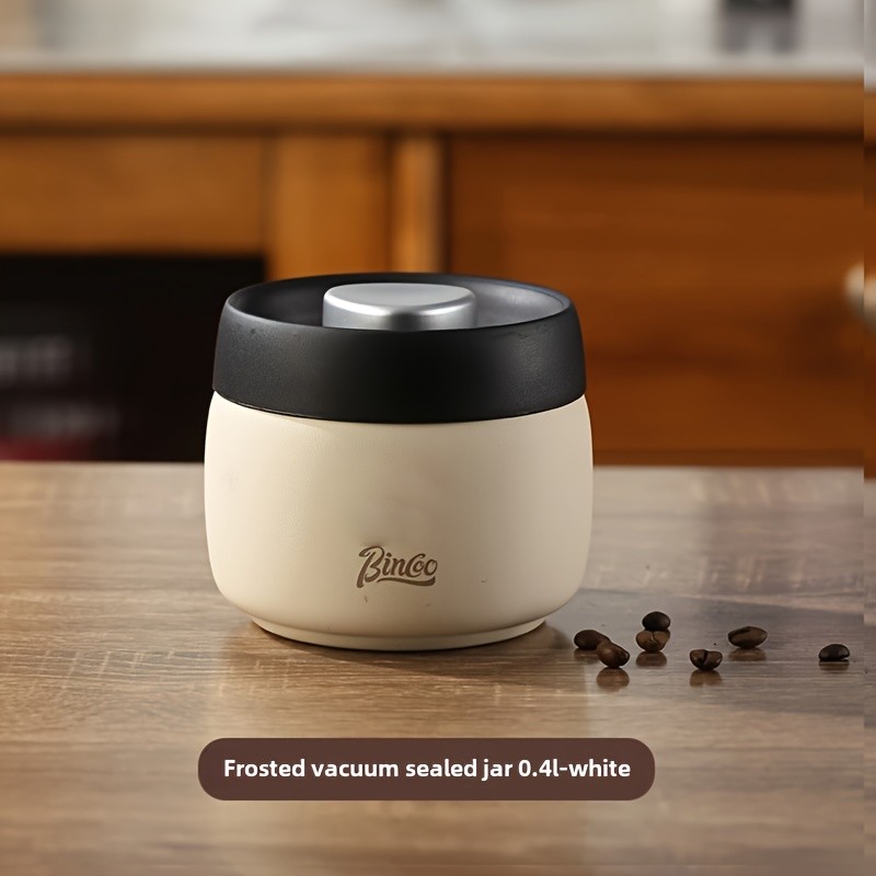 Bincoo Vacuum Sealed Coffee Storage Canister 304 Stainless Steel Airtight Jar with One-Touch Vacuum Lid & Freshness Window