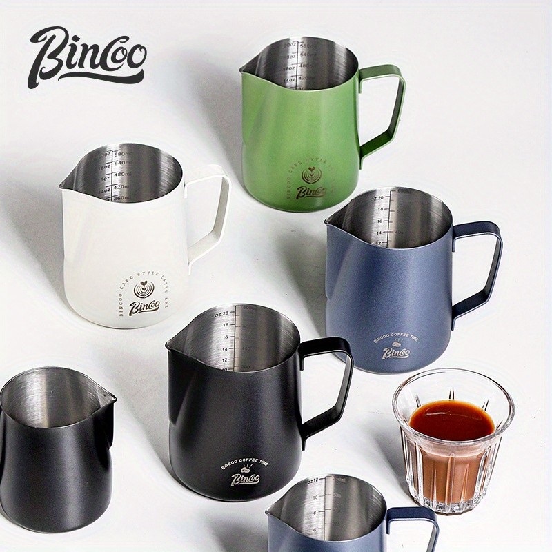 Bincoo Stainless Steel Coffee Frothing Pitcher  Professional Pointed Steam Jug for Milk Frothing, Pouring & Latte Art