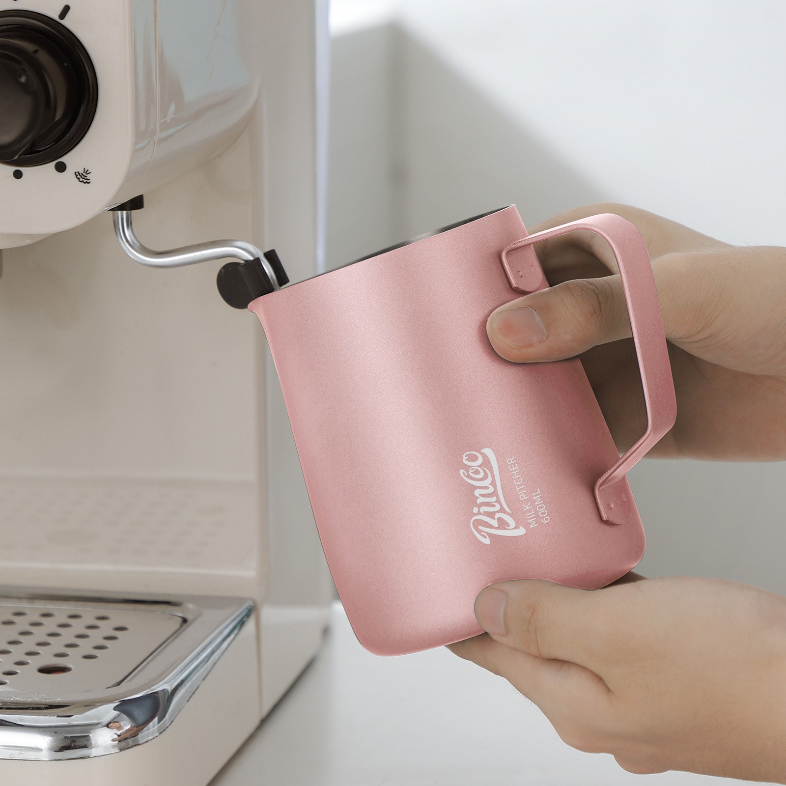 Bincoo Stainless Steel Latte Art Frothing Pitcher Set 350ml & 600ml Pointed-Spout Steam Jugs for Barista-Quality Milk Texturing