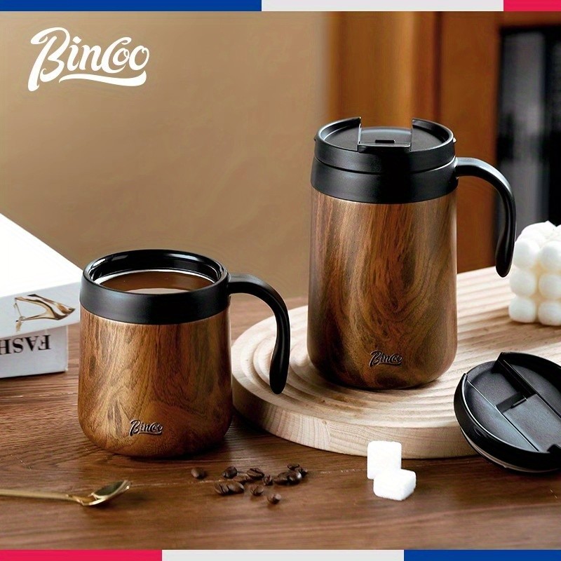 Bincoo 304 Stainless Steel Insulated Coffee Mug  Double-Wall Thermal Cup with Handle for Home, Office & Iced American-Style Drinks