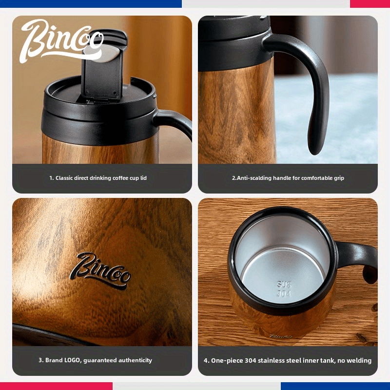 Bincoo 304 Stainless Steel Insulated Coffee Mug  Double-Wall Thermal Cup with Handle for Home, Office & Iced American-Style Drinks