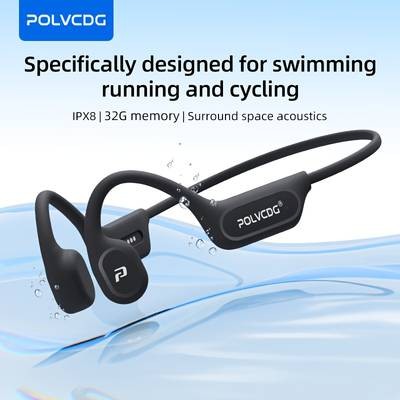 POLVCDG 2025 Upgraded X9 Wireless Bone Conduction Headphones  32GB Memory & IPX8 Waterproof