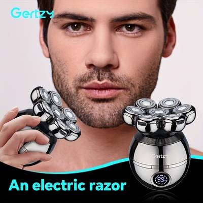 GERTZY 5-in-1 Grooming Kit for Bald Men  Electric Head Shaver with Rotary Blades & Accessories