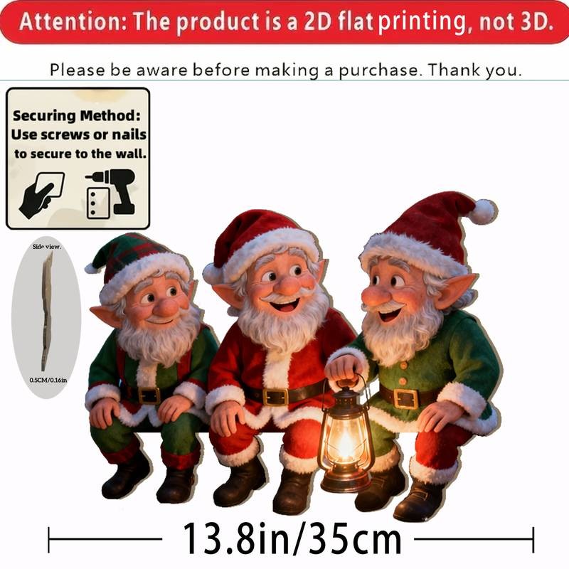 2D Flat Wooden Christmas Gnome Decoration Large Outdoor Garden Ornament