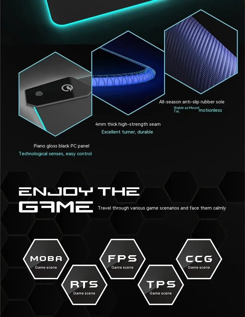 Water-repellent Cloth TYPC Interface Luminous Electric Actually Gaming Mouse Mat