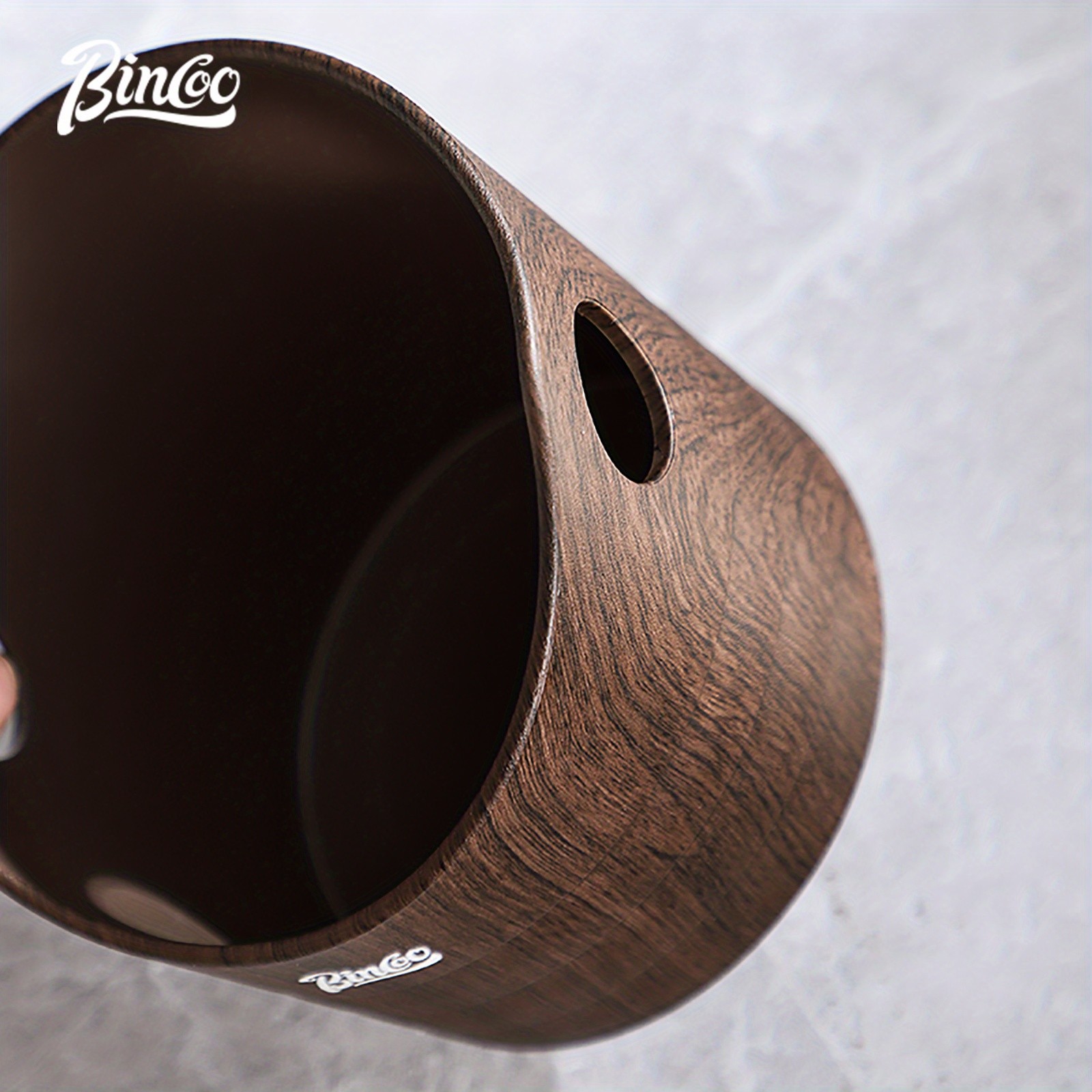 Bincoo Wood Grain Coffee Sludge Bucket  Italian-Style ABS Knock Powder Container for Clean, Easy Waste Storage