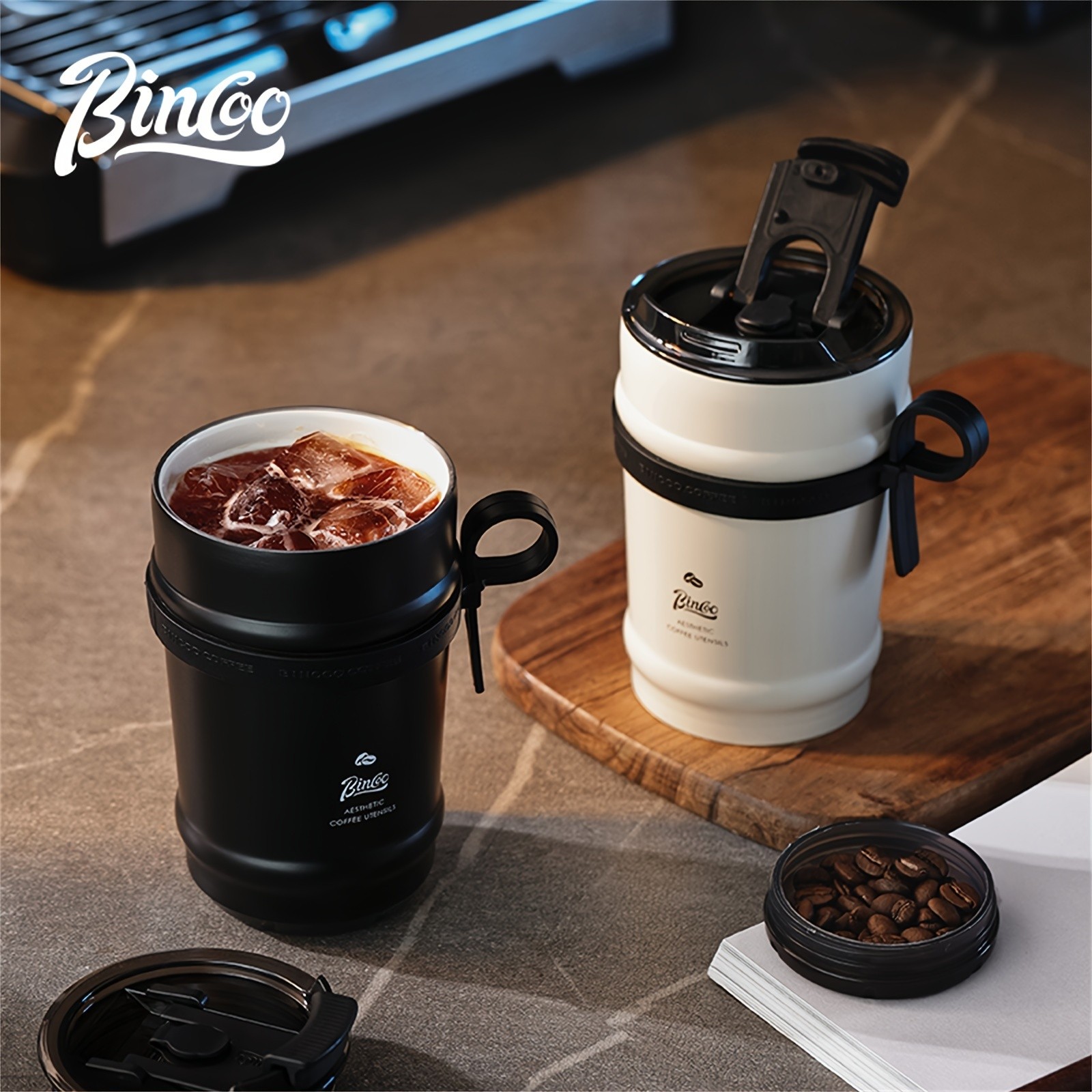 Bincoo Ceramic Liner Travel Mug  316 Stainless Steel Coffee Cup with Lid