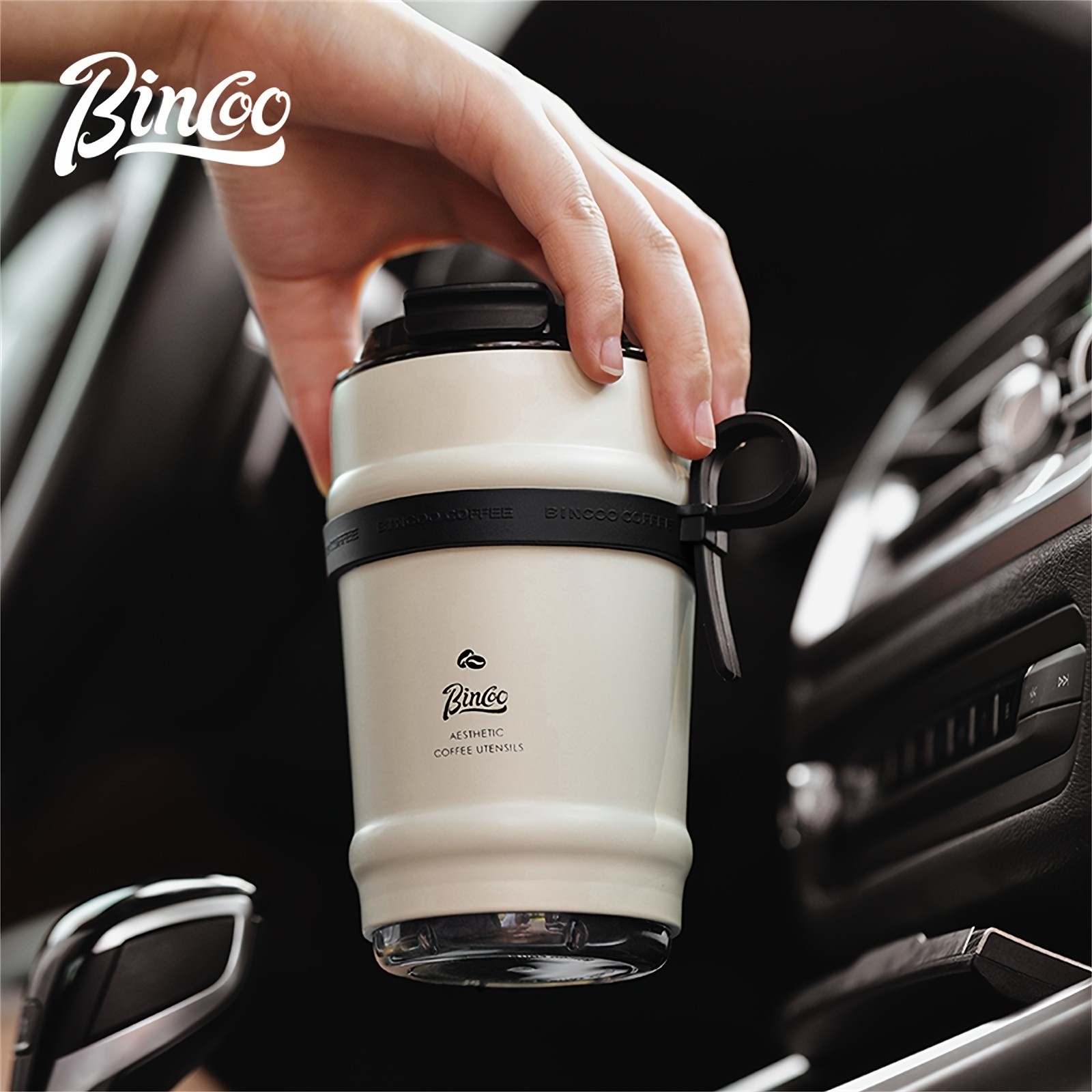 Bincoo Ceramic Liner Travel Mug  316 Stainless Steel Coffee Cup with Lid