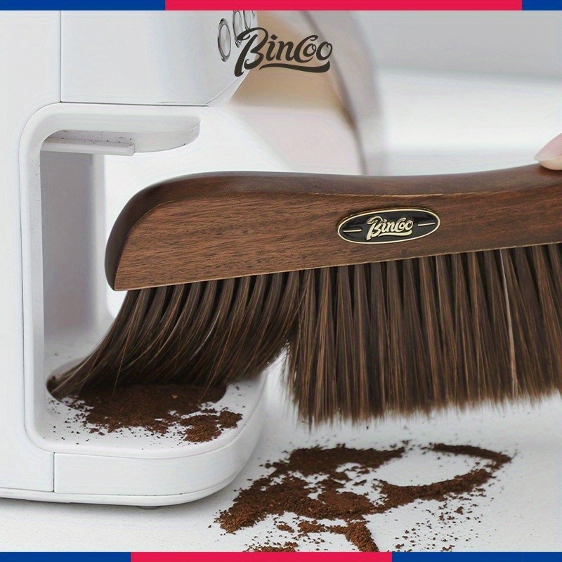 Bincoo Wooden Coffee Bar Cleaning Brush  Soft-Bristle Tabletop Brush with Lanyard
