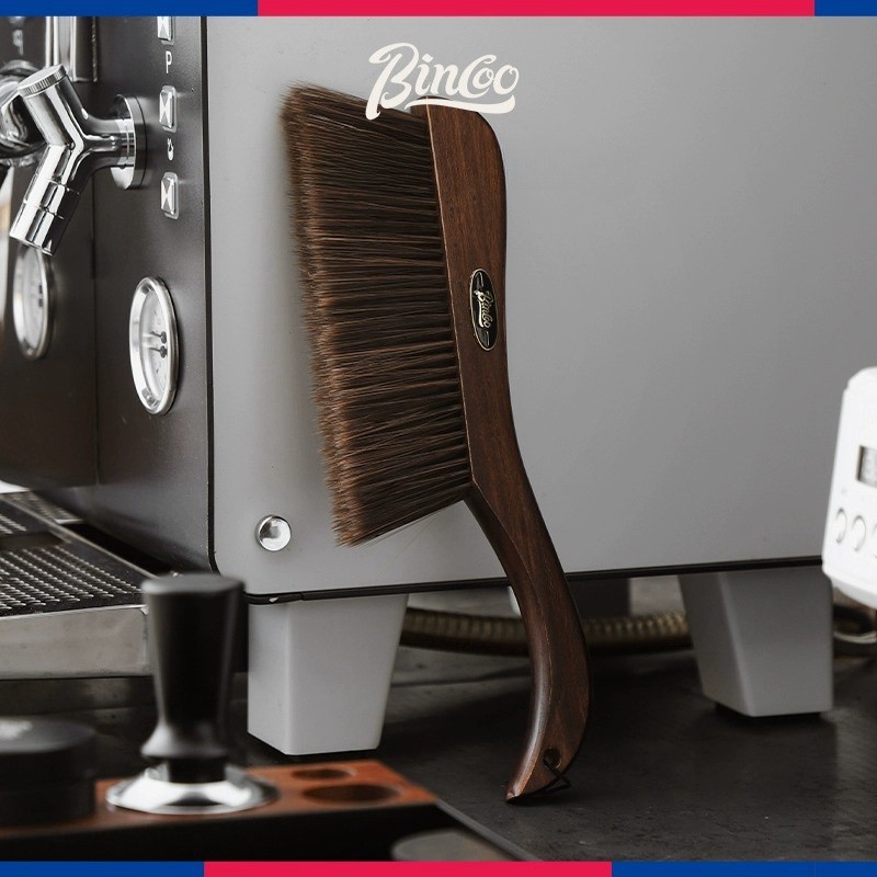 Bincoo Wooden Coffee Bar Cleaning Brush  Soft-Bristle Tabletop Brush with Lanyard