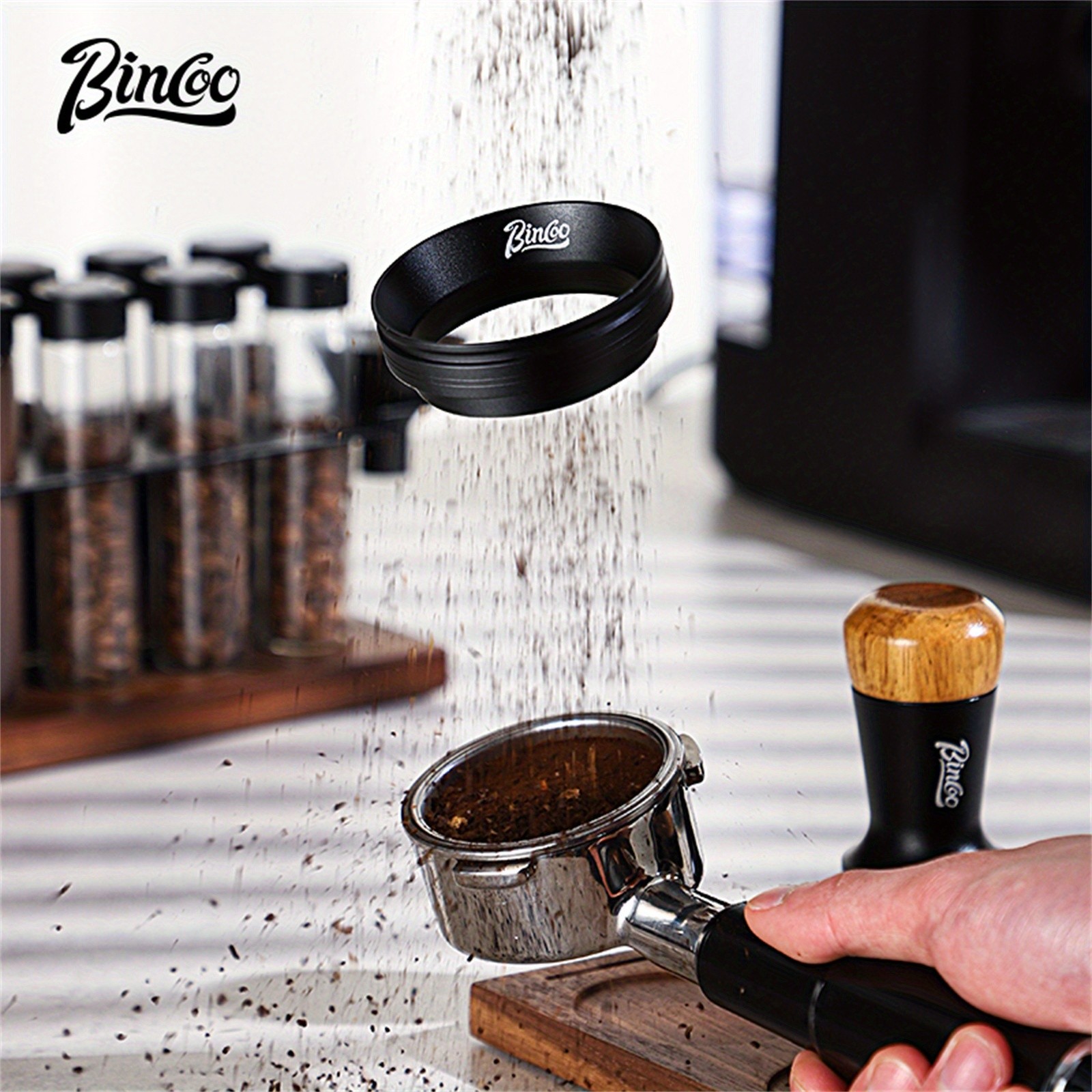 Bincoo Magnetic Espresso Dosing Funnel  Anti-Static 51mm Portafilter Ring