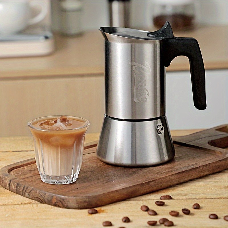 Bincoo Stainless Steel Moka Pot  Single Valve Espresso Maker for Home Brewing