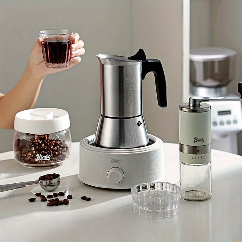 Bincoo Stainless Steel Moka Pot  Single Valve Espresso Maker for Home Brewing