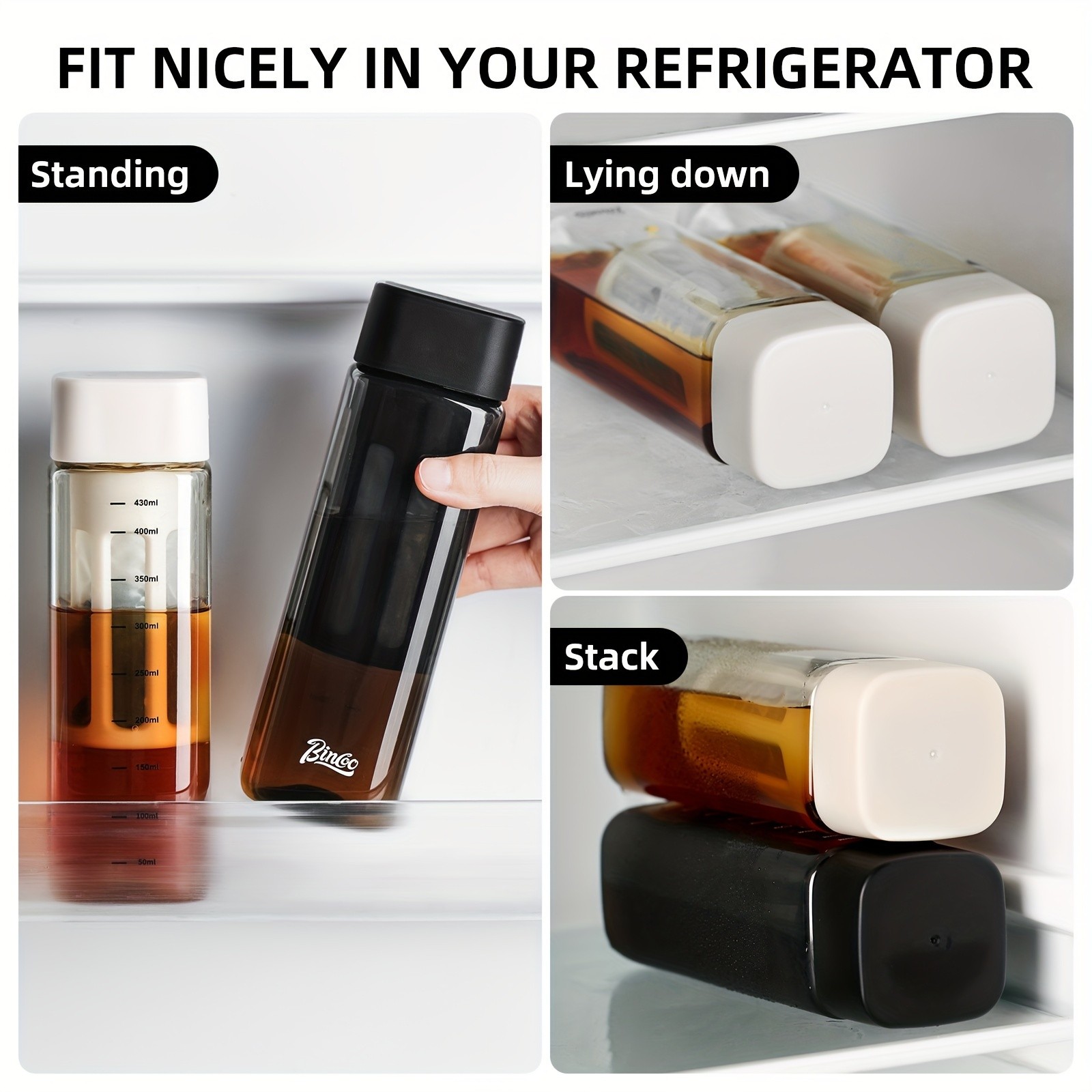 Bincoo Tritan Square Cold Brew Cup Reusable Filter Coffee Thermos