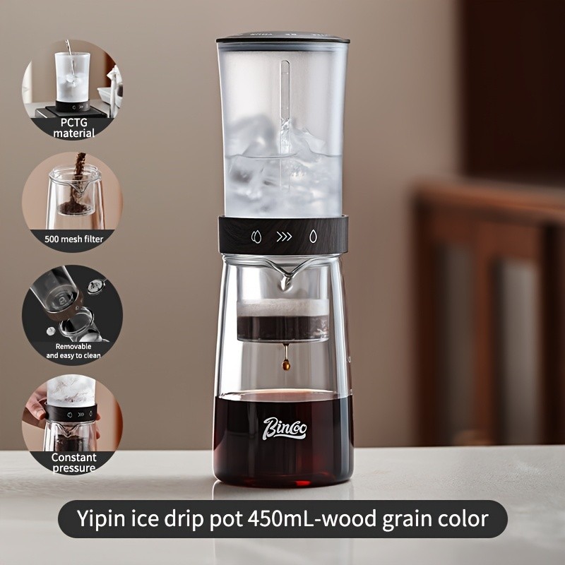 Bincoo Glass Ice Drip Coffee Pot  Portable Hand-Brew Cold Extraction Utensil