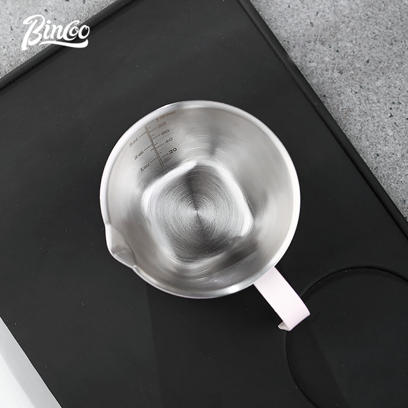 Bincoo Pink Stainless Espresso Measuring Cup  100ml Extraction Cup with Handle