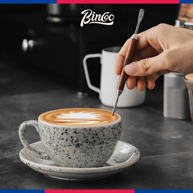 Bincoo Wooden Latte Art Pen  Stainless Precision Coffee Decorating Tool