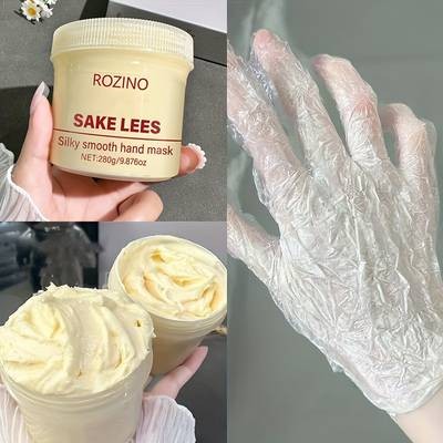 ROZINO Sake Lees Hand Mask  Instant Smooth Care for Dry, Cracked Hands