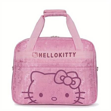 Sanrio Hello Kitty Large-Capacity Nylon Travel Bag  Playful Pink Duffel with Durable Zipper Closure