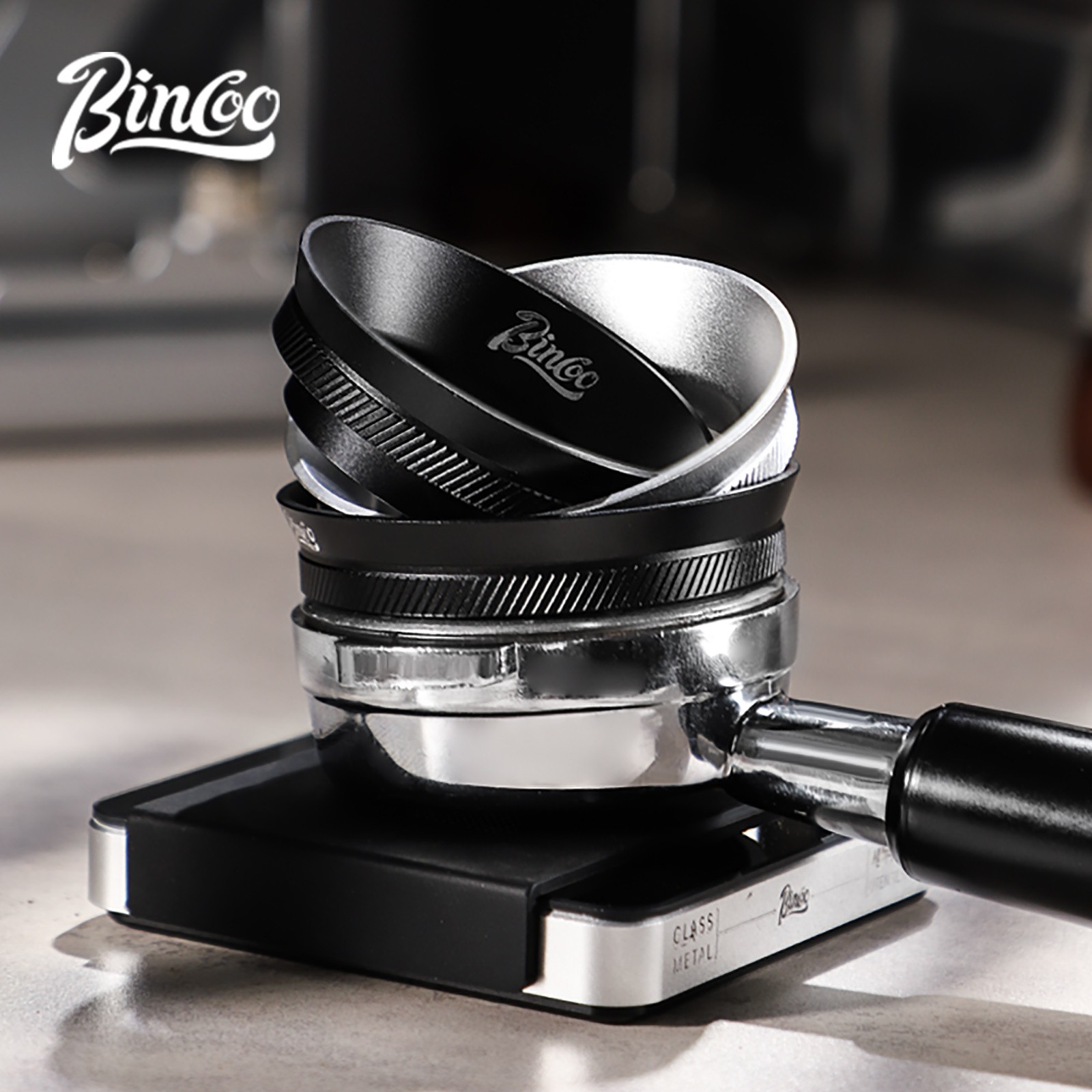 Bincoo Magnetic Anti-Static Dosing Ring  Wide-Mouth Metal Funnel for 51mm/58mm Portafilters