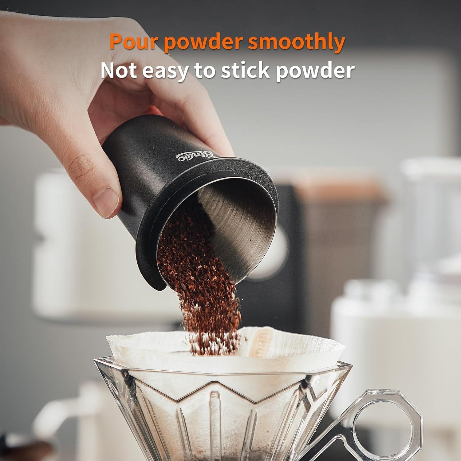 Bincoo 58mm Stainless Steel Dosing Cup  Precision Coffee Measuring Tool with Black Cap