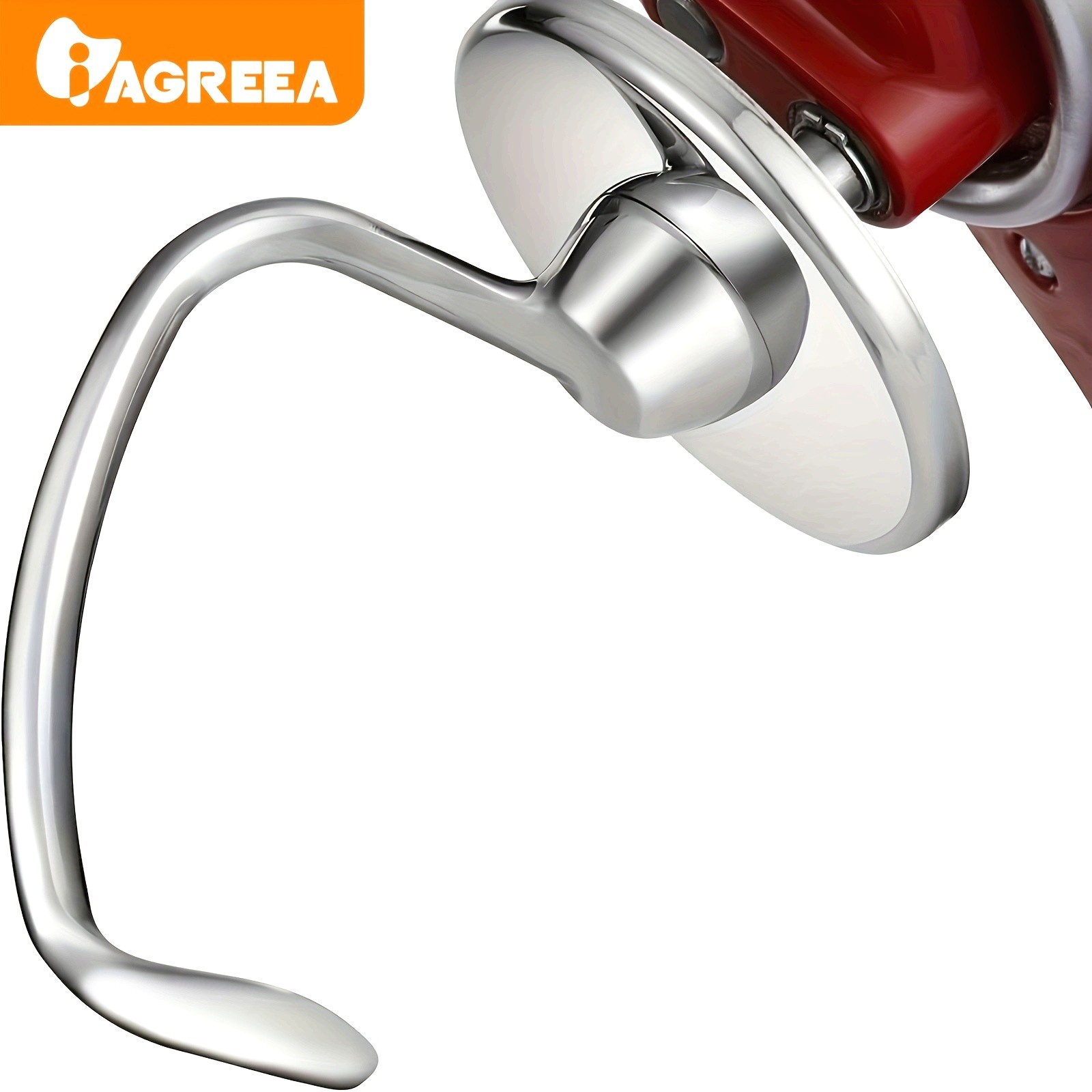 IAGREEA Stainless Spiral Dough Hook  Heavy-Duty Mixer Attachment for Bread & Pizza