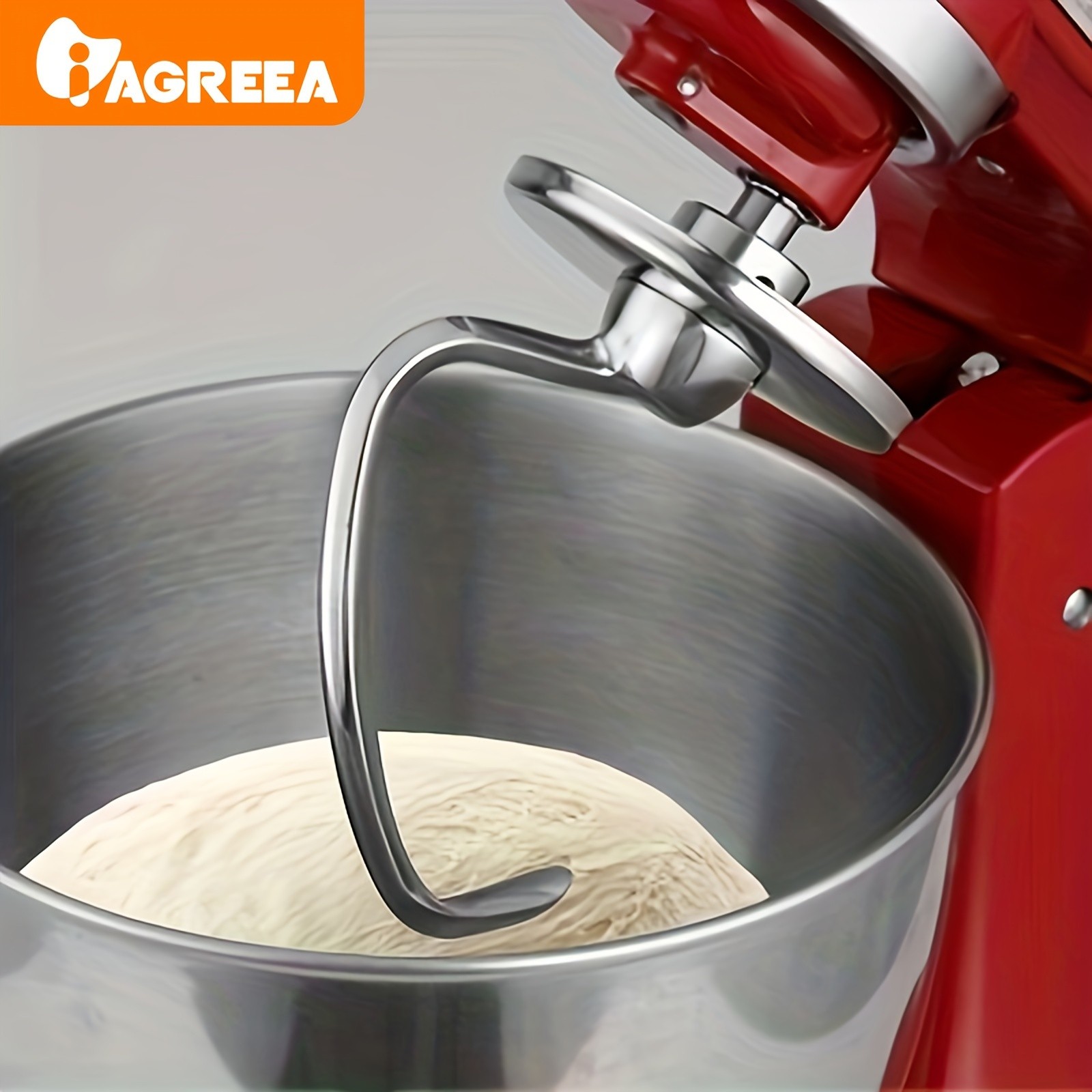 IAGREEA Stainless Spiral Dough Hook  Heavy-Duty Mixer Attachment for Bread & Pizza