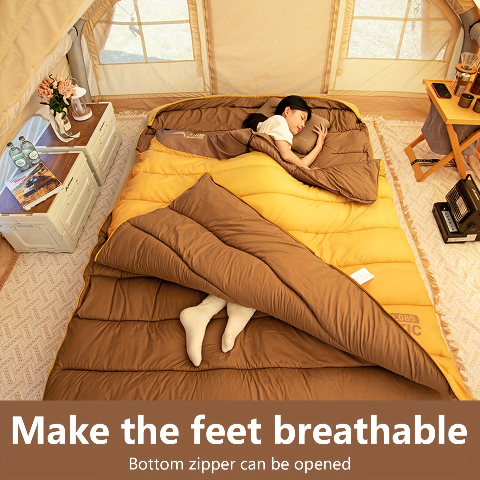 BISINNA Double Camping Sleeping Bag Warm Thickened Outdoor Bed for Couples