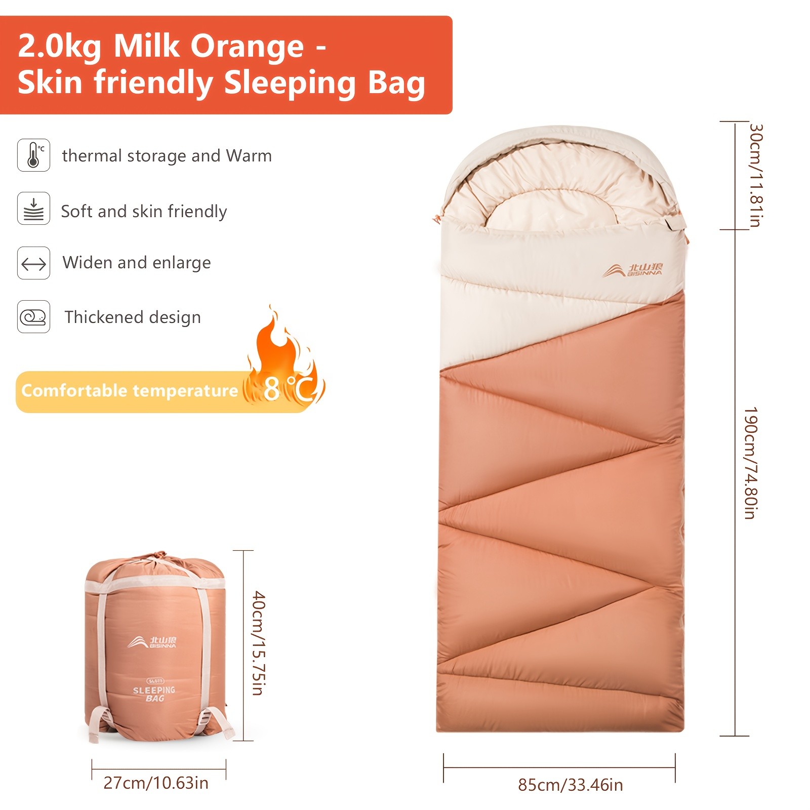 BISINNA Cold-Weather Half Sleeping Bag  Thickened Portable Winter Outdoor Bag